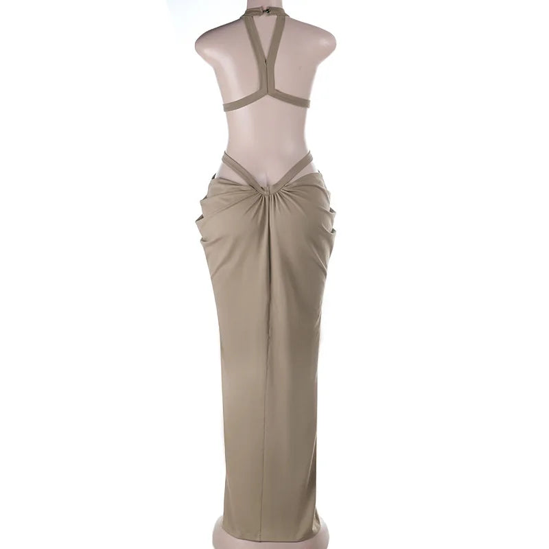Bella Cut-Out Draped Backless Dress