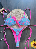 Sexy Grid Flamingo Print Two-Piece Bikini Set Weeknd Shop Online