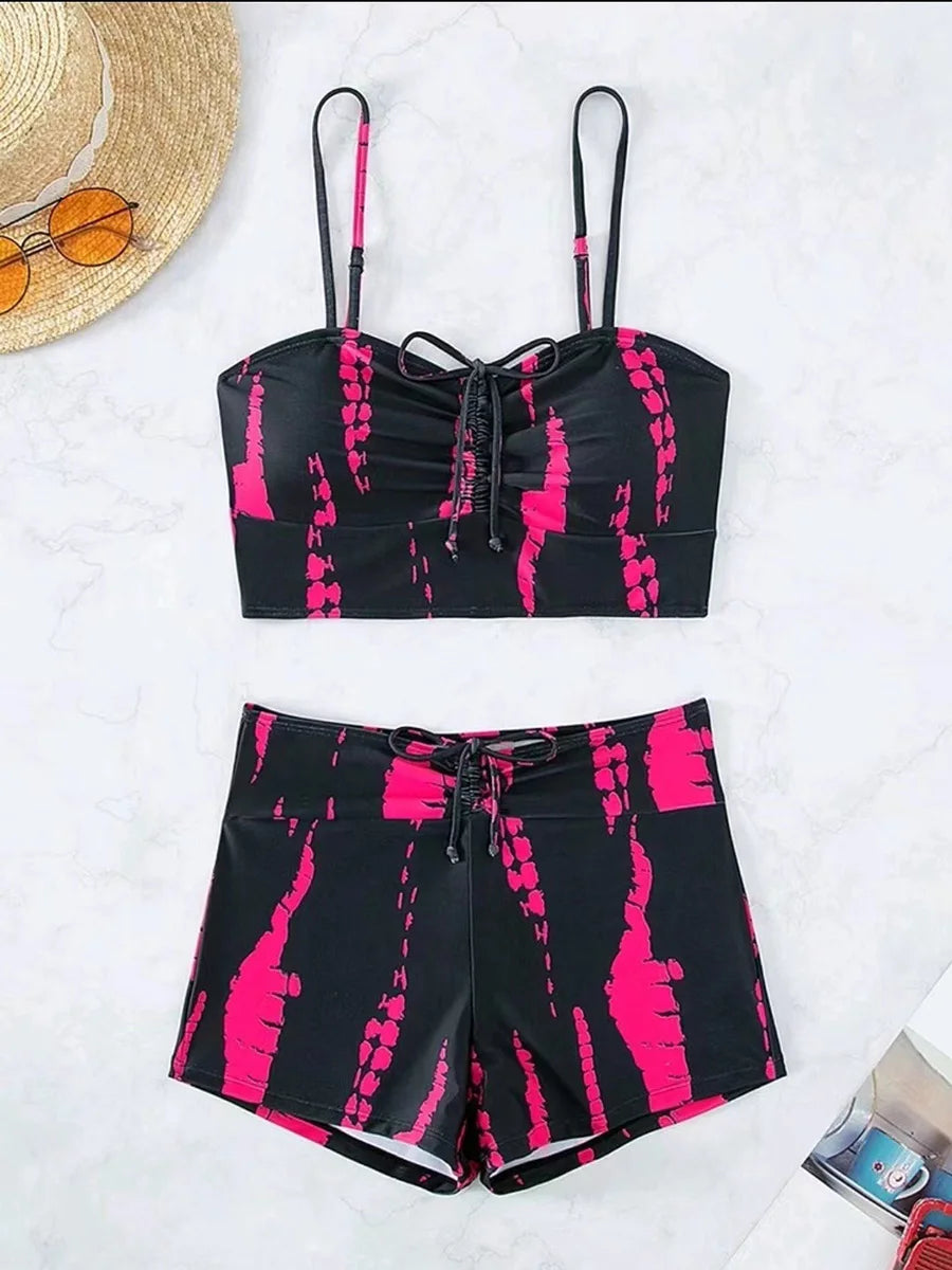 "its too darn hot" Print High Waist String Two-Piece Bikini