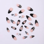 Gothic Black Beaded Press On Nails 24pc
