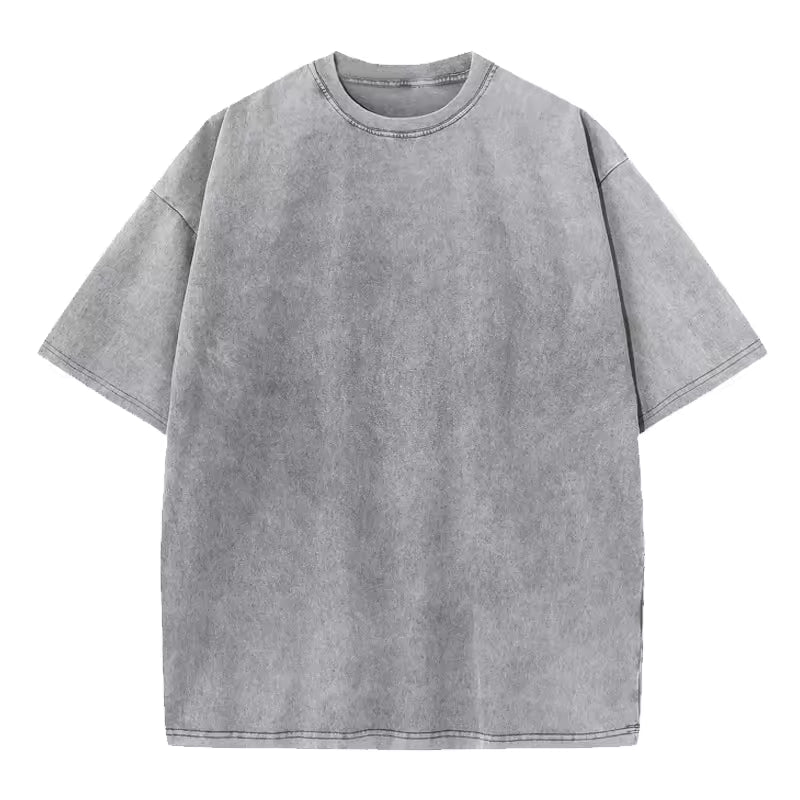 Men's Oversized Heavy Cotton Summer T-Shirt Vintage Tee Loose Fit Short Sleeve