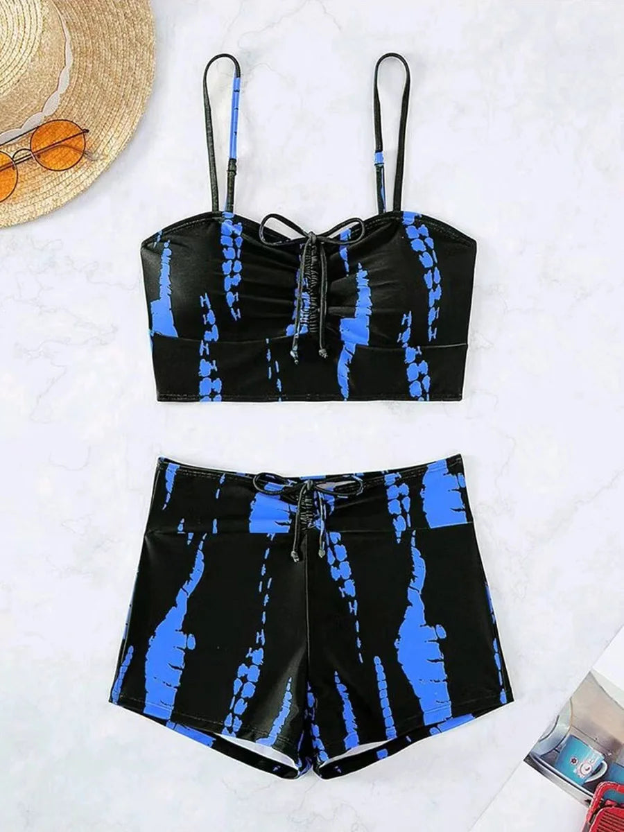 "its too darn hot" Print High Waist String Two-Piece Bikini