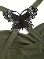 Women's Butterfly Suspender Pleated Top