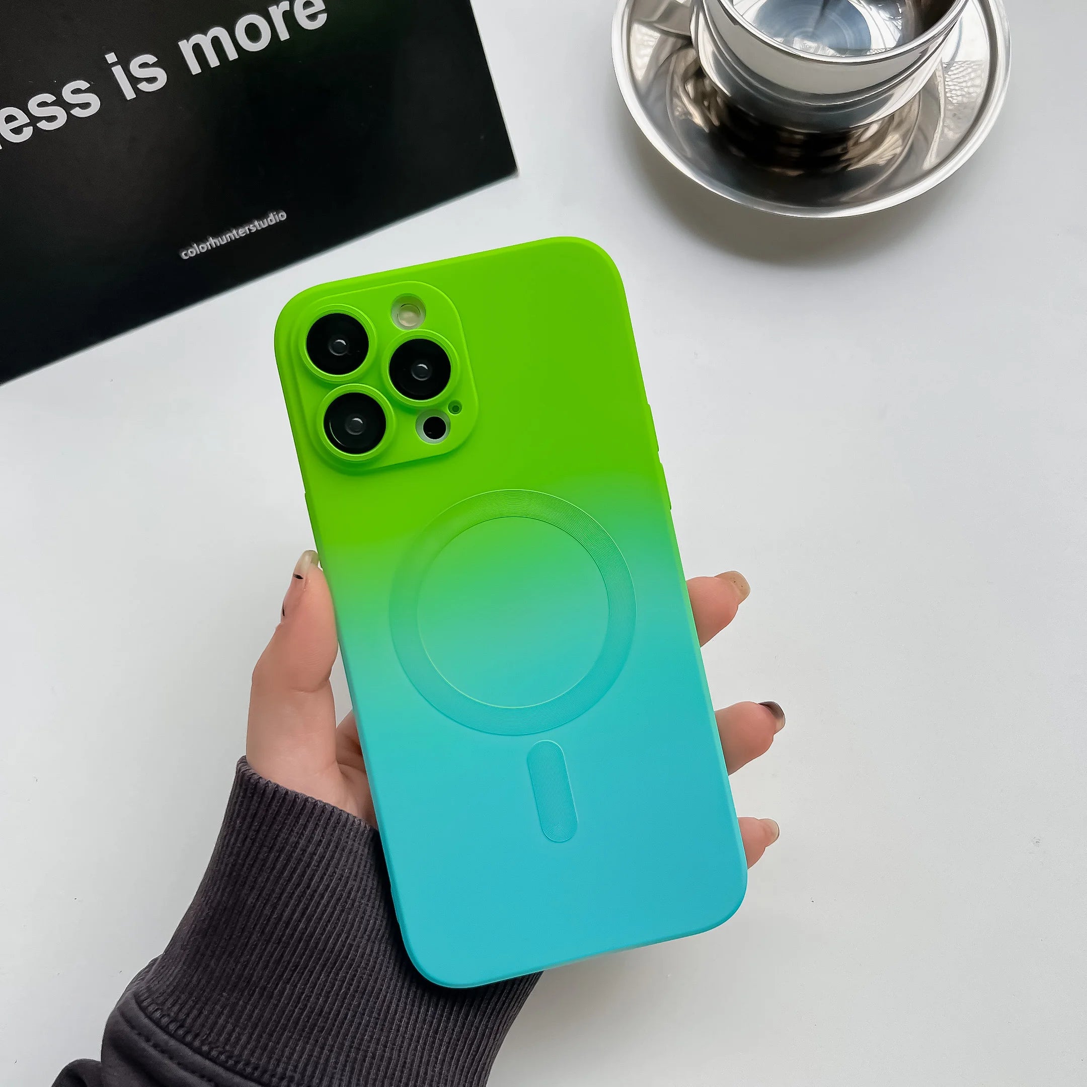 Gradient Dual-Color Magnetic Liquid Silicone Phone Case