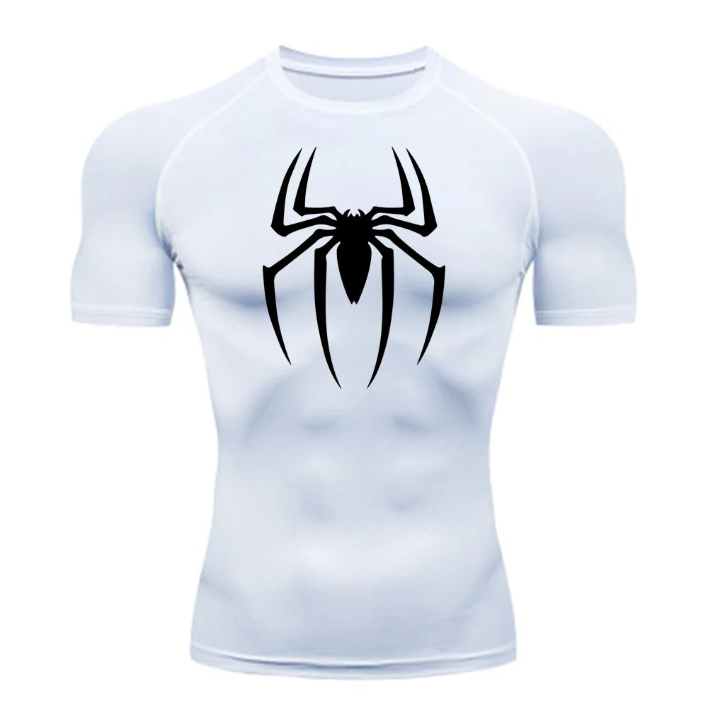 Men's Spider Print Compression Shirt – Quick-Dry, Breathable Gym Tee