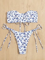 Floral Bandeau Bikini Set for Women