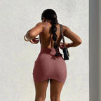 Ribbed Backless Mini Dress