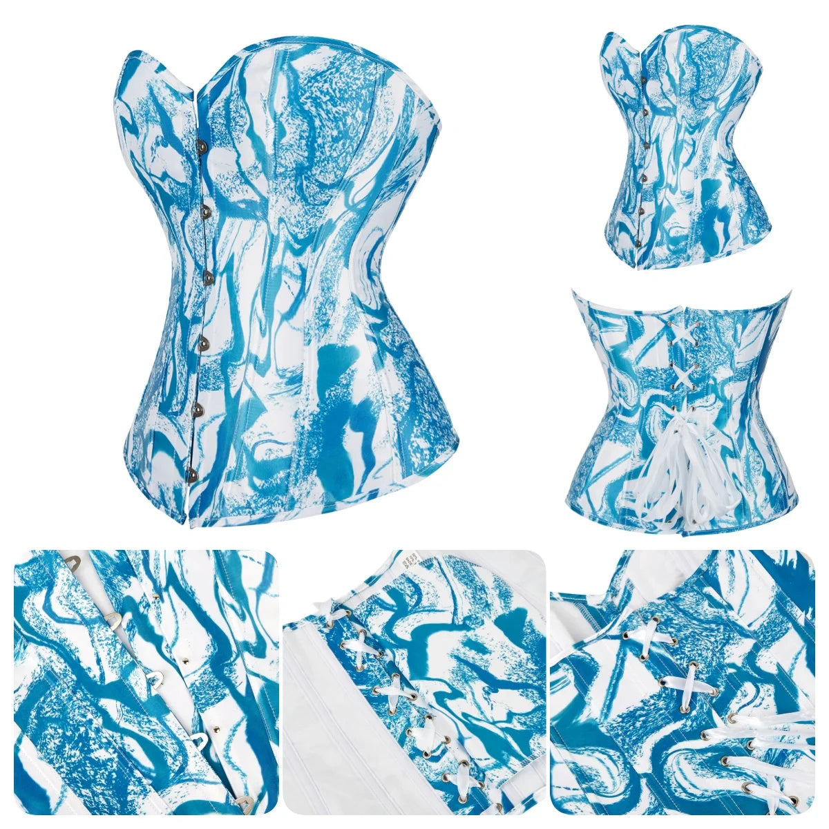 Diamond Graffiti Print Overbust Corset