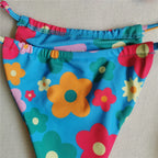 Flower & Polka Dot Wrap Around Bikini Set