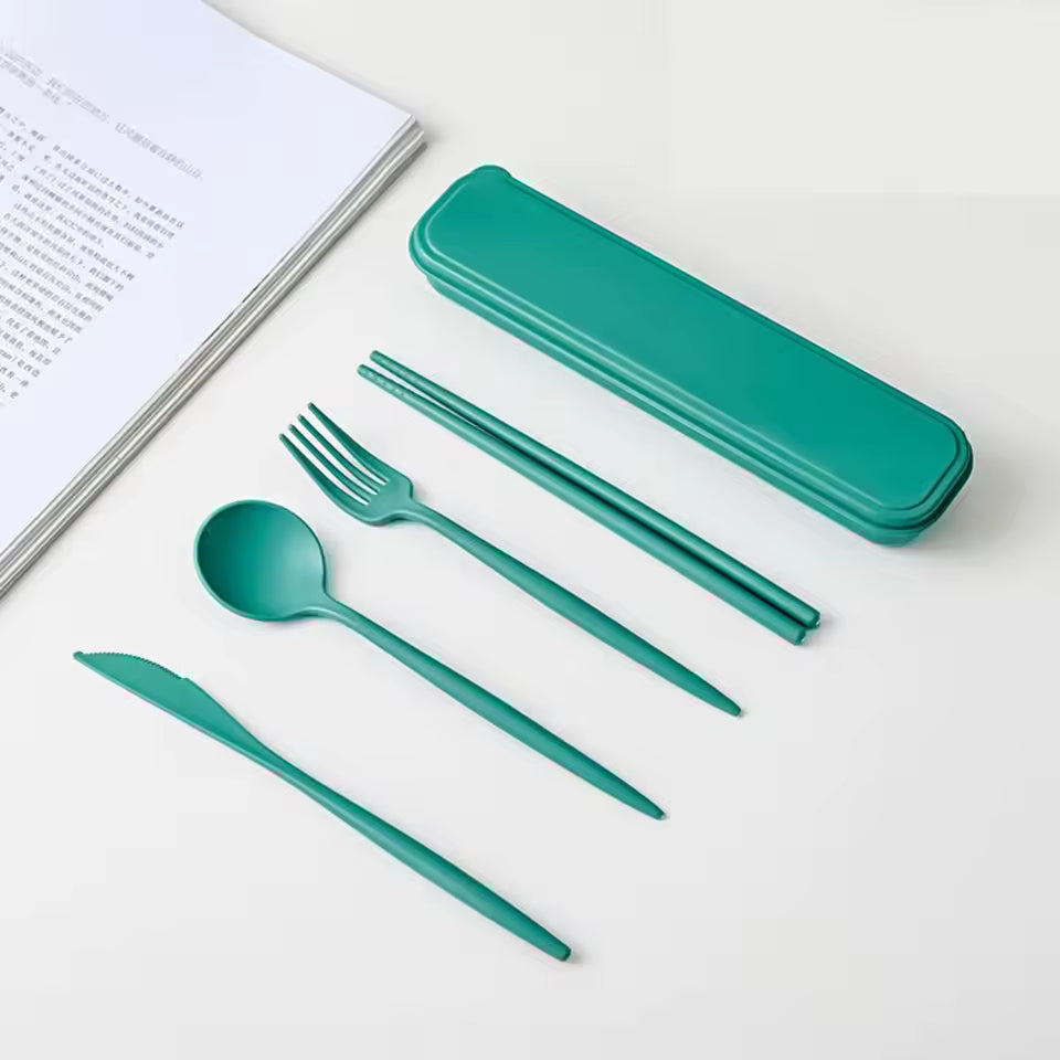 4-Piece Wheat Straw Travel Cutlery Set