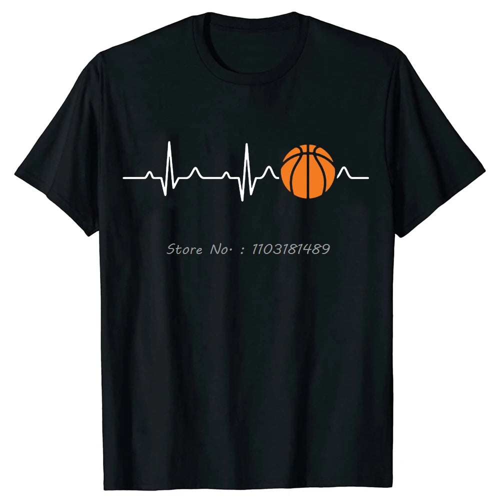 Basketball Heartbeat & Caveman Men's Graphic T Shirt
