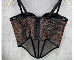 Just Kickin It Leopard Mesh Corset Top