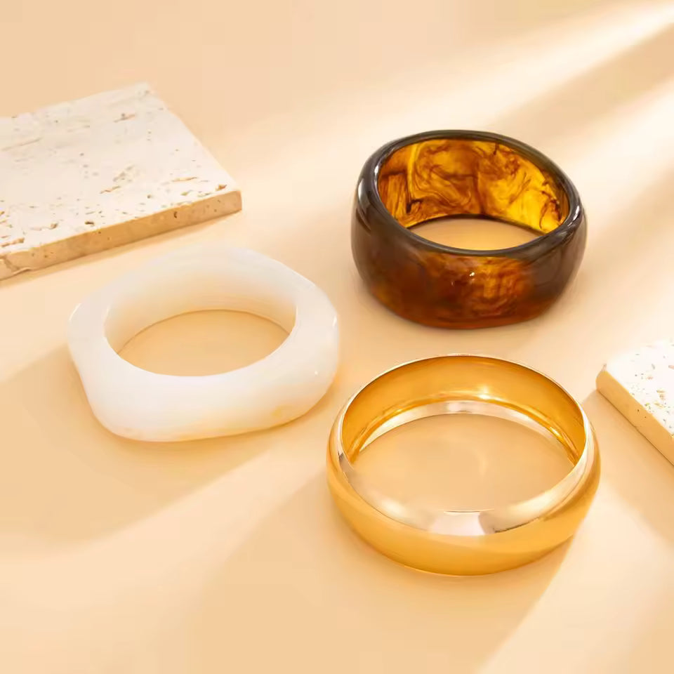 3 Style Trendy Exaggerated Resin Wide Bangle