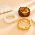 3 Style Trendy Exaggerated Resin Wide Bangle