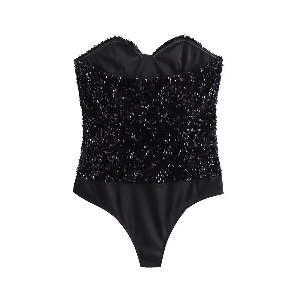 Nina Sequins Strapless Bodysuit