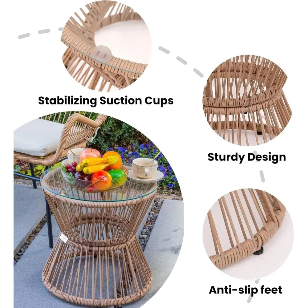 3 Piece Rattan Patio Bistro Set Weeknd Shop Online