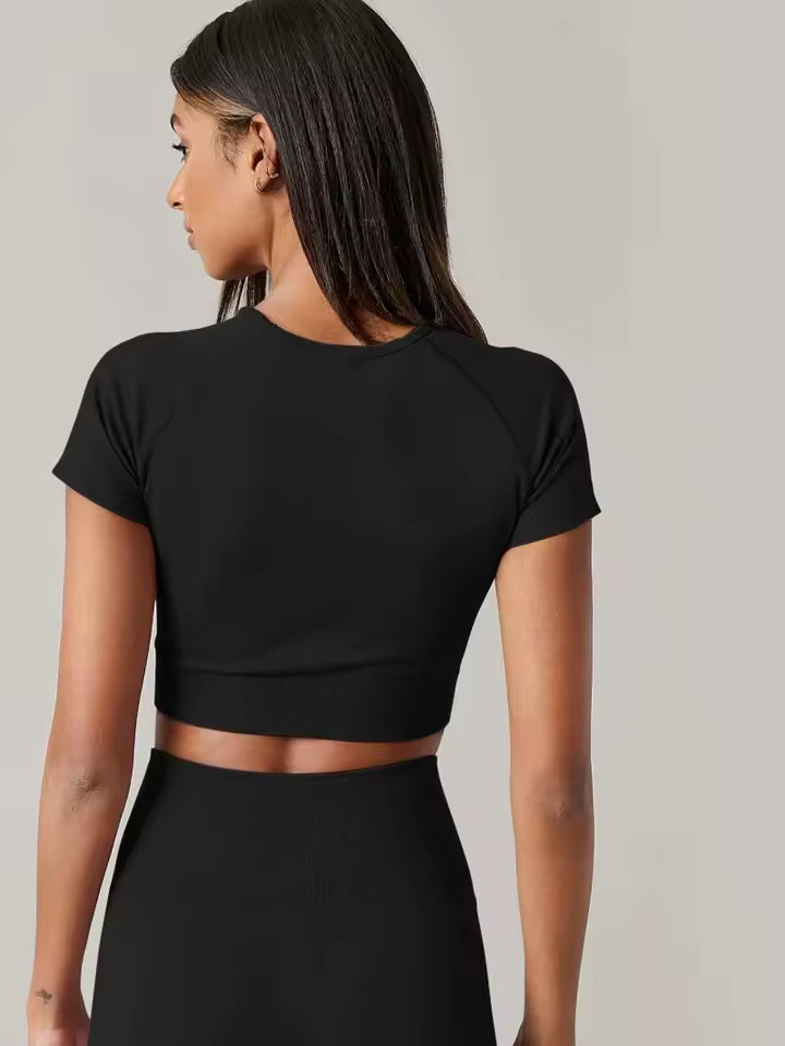 Women Yoga Top Seamless Short Sleeve Top