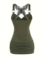 Women's Butterfly Suspender Pleated Top