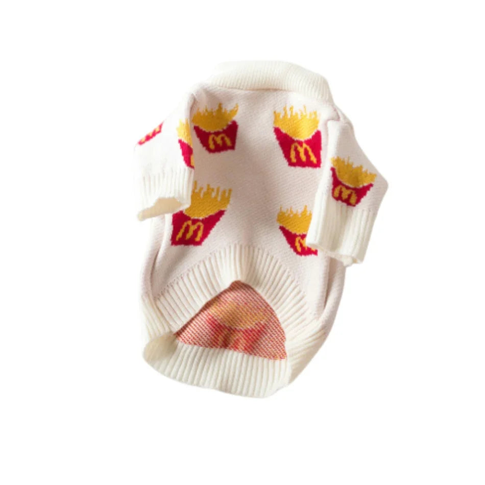 Playful French Fries Pet Sweater – Soft Cotton Comfort