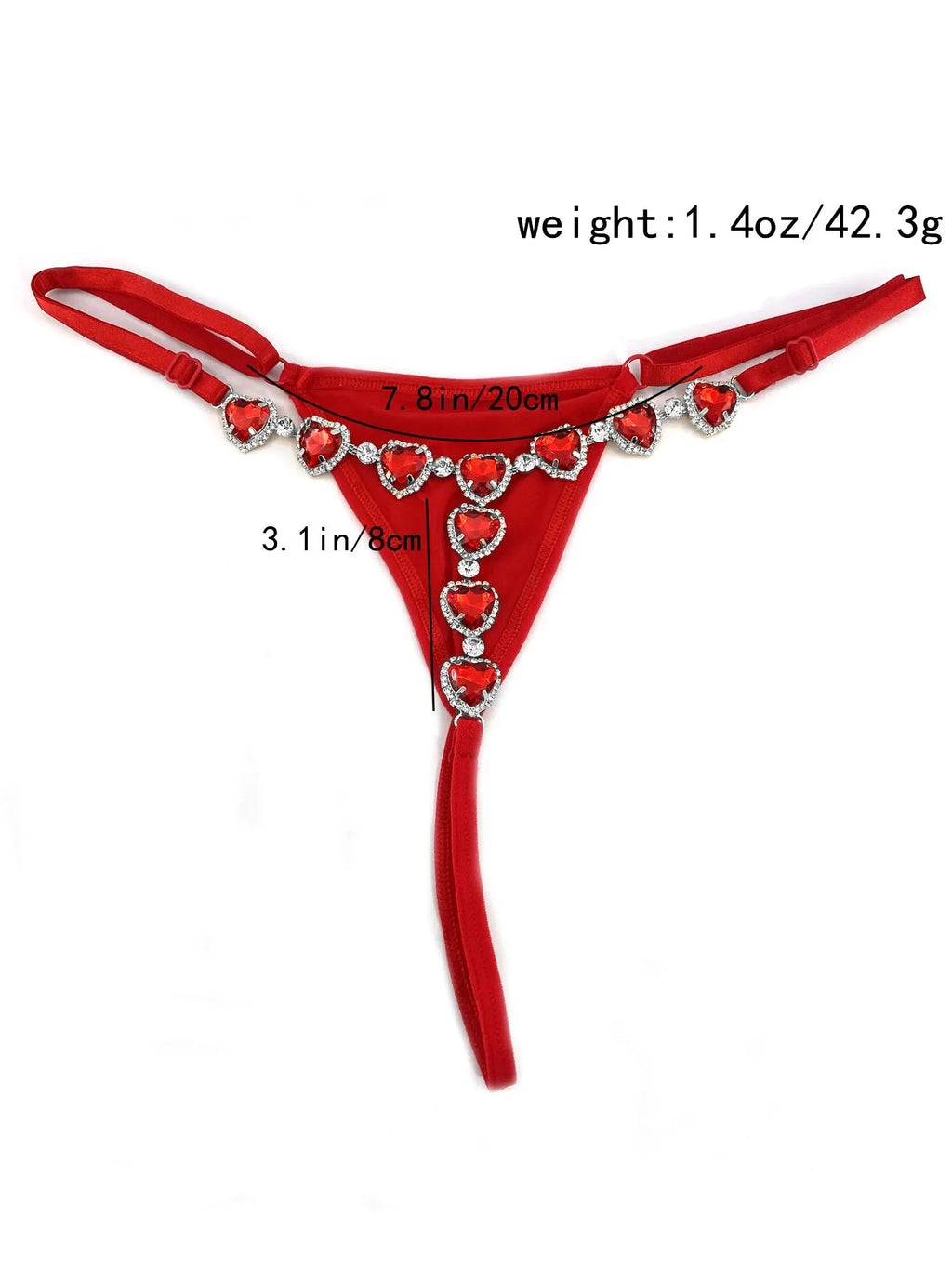 Love Red Bikini Thong With Rhinestone Inlaid Women's Body Chain Weeknd Shop Online