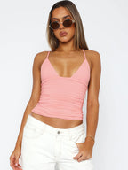 Ruched Bodycon Camisole  Halter Top