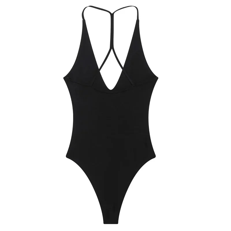 Slim Fit Halter High Cut Bodysuit