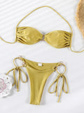 Gold Solid Push-Up Bikini Set Weeknd Shop Online