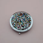 Rhinestone Compact Round Folding Mirror