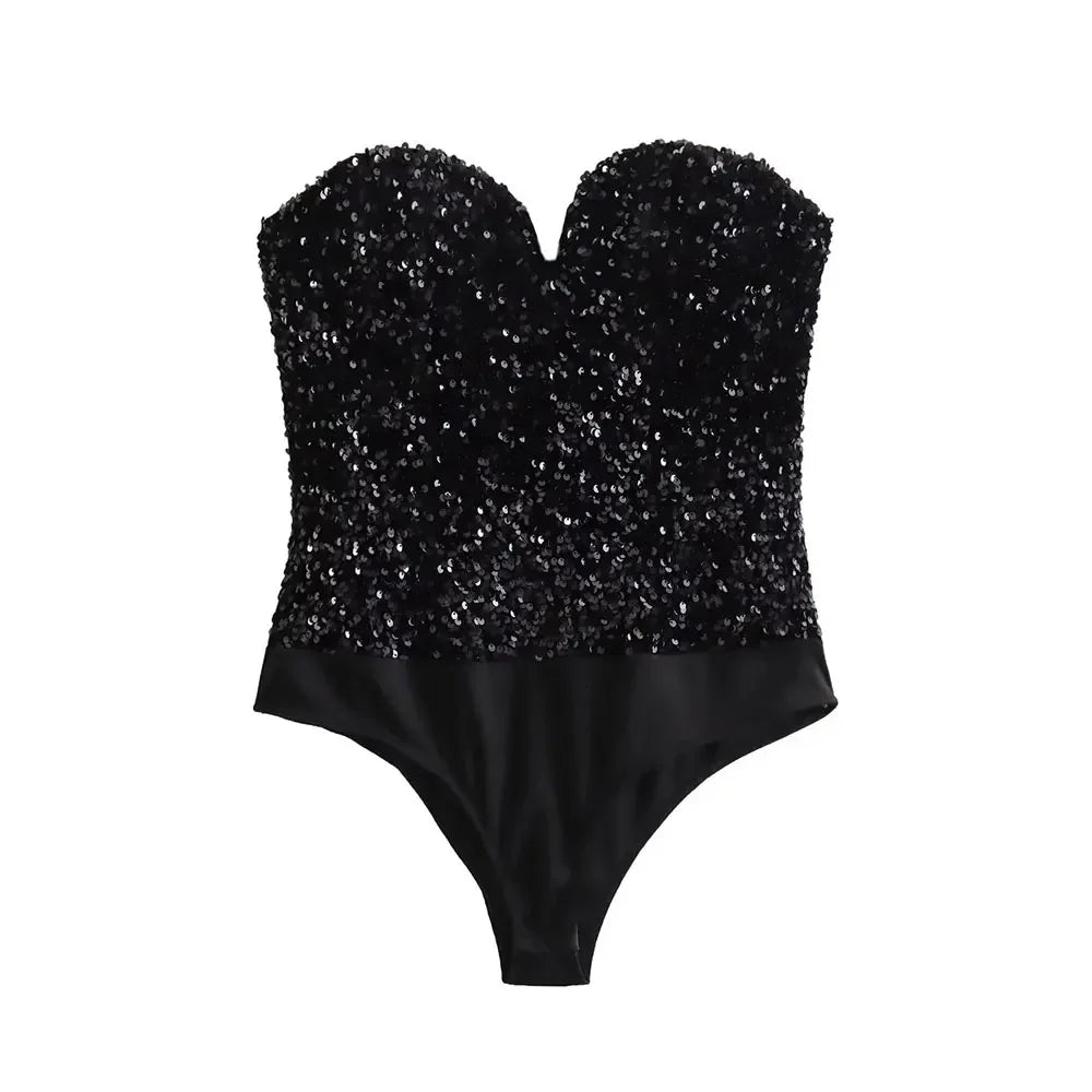 Nina Sequins Strapless Bodysuit