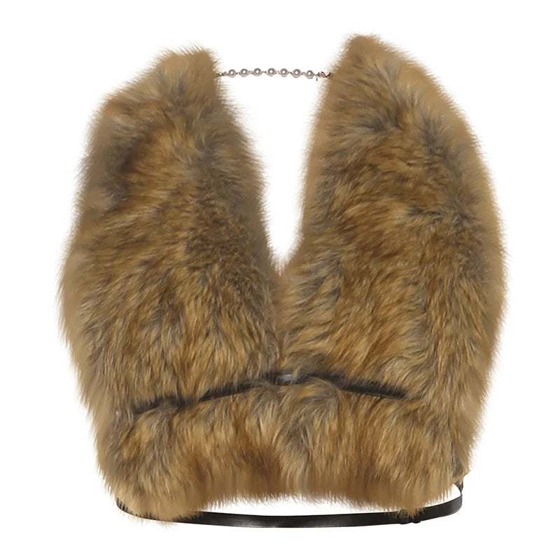 Faux Fur Crop Women's Backeless Fur Vest