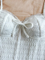 Lace-Trimmed Smocked Romper