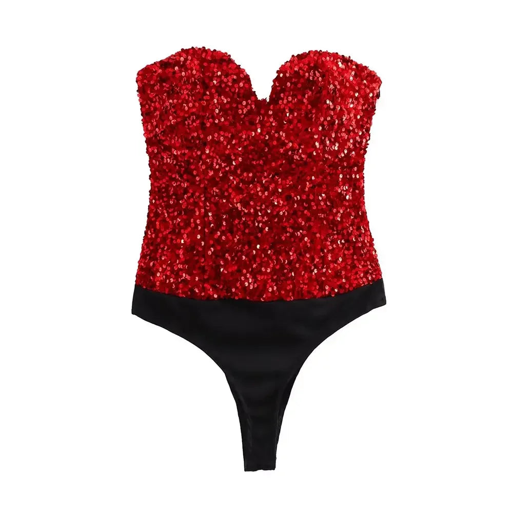Nina Sequins Strapless Bodysuit