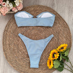 Blue Sparkle Bandeau Bikini Micro Bikini Set