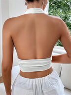 Sexy Deep V-Neck Halter Crop Top