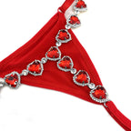 Love Red Bikini Thong With Rhinestone Inlaid Women's Body Chain Weeknd Shop Online