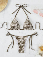 Zebra Print High-Cut Two-Piece Bandage Bikini