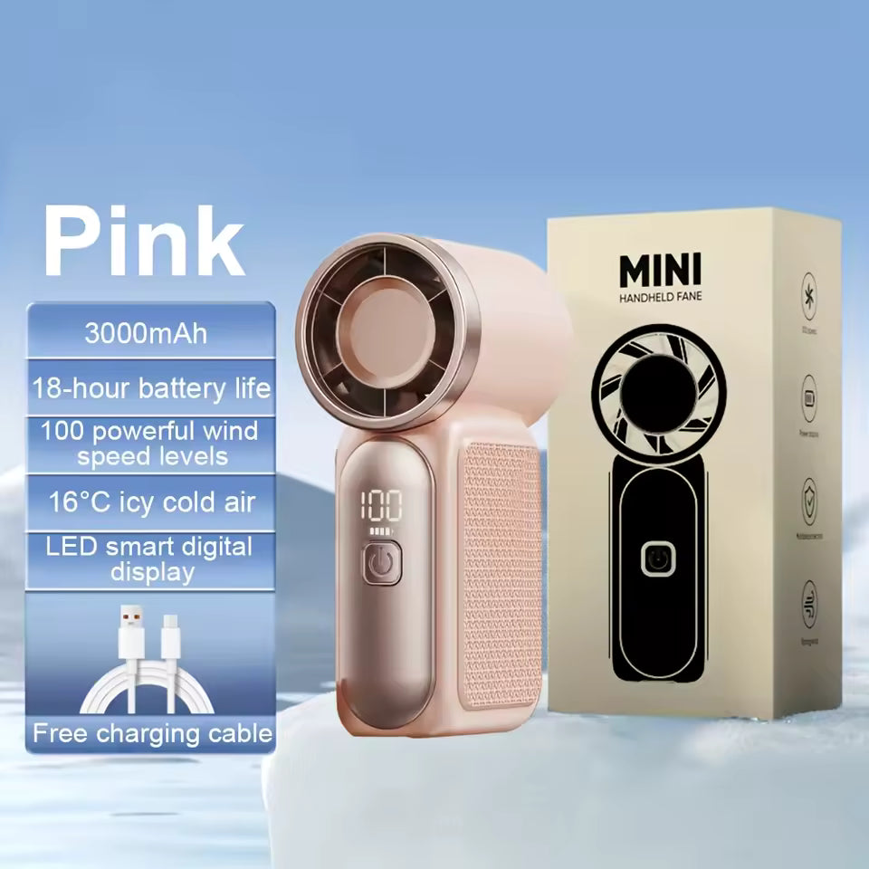 Portable Handheld Turbo Fan – 5000mAh Rechargeable