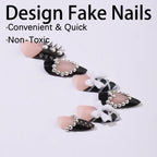 Gothic Black Beaded Press On Nails 24pc