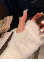 Mink Fleece Soft Winter Half-Finger Gloves Weeknd Shop Online