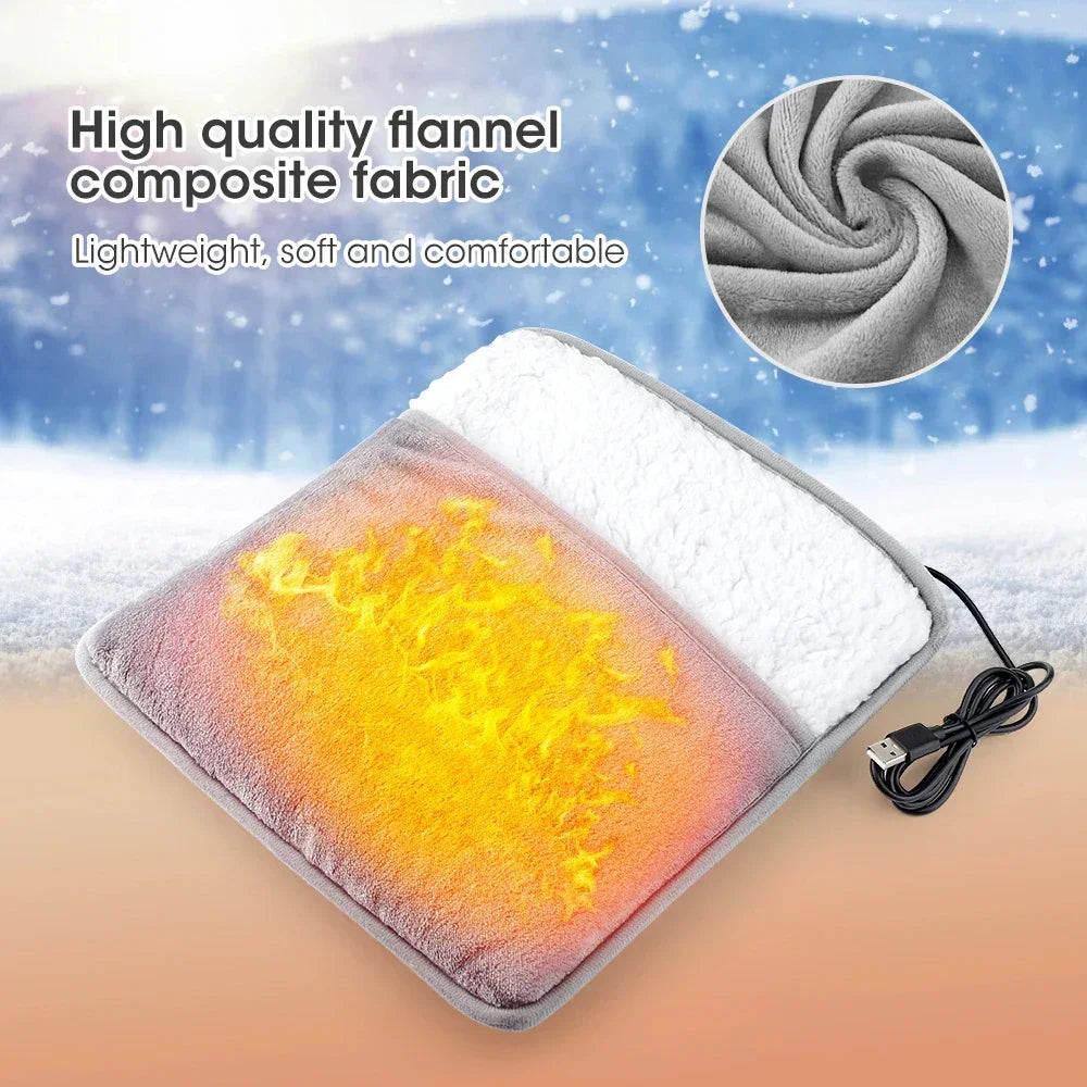 Winter USB Charging Electric Foot Heating Pad – Soft Plush Washable Foot Warmer Heater