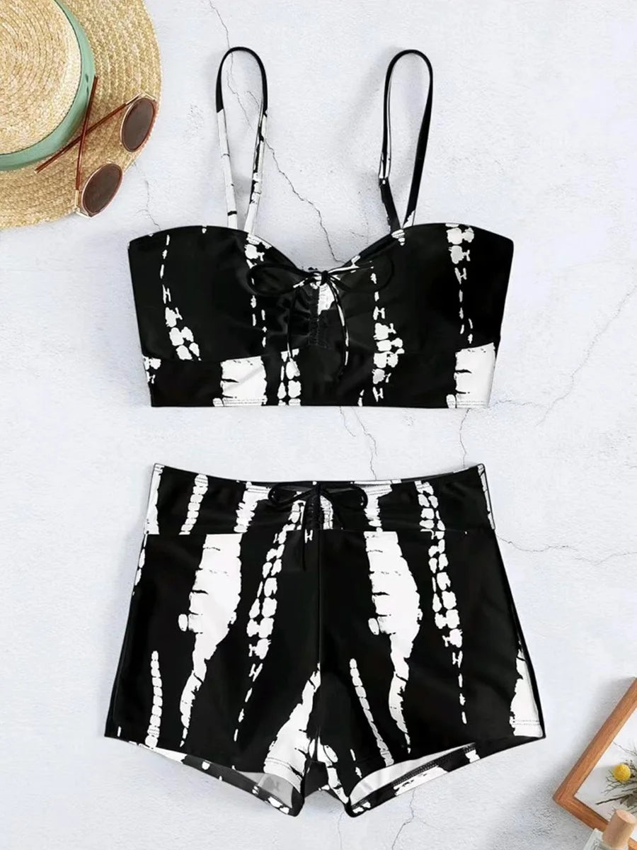 "its too darn hot" Print High Waist String Two-Piece Bikini