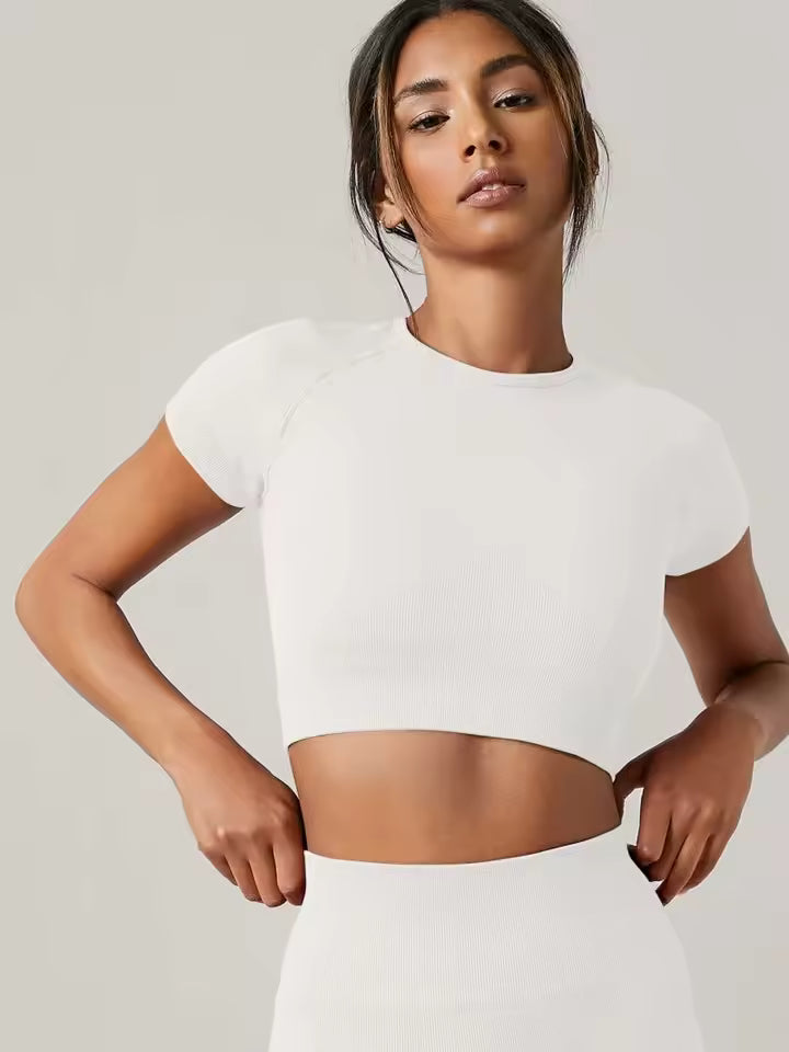 Women Yoga Top Seamless Short Sleeve Top