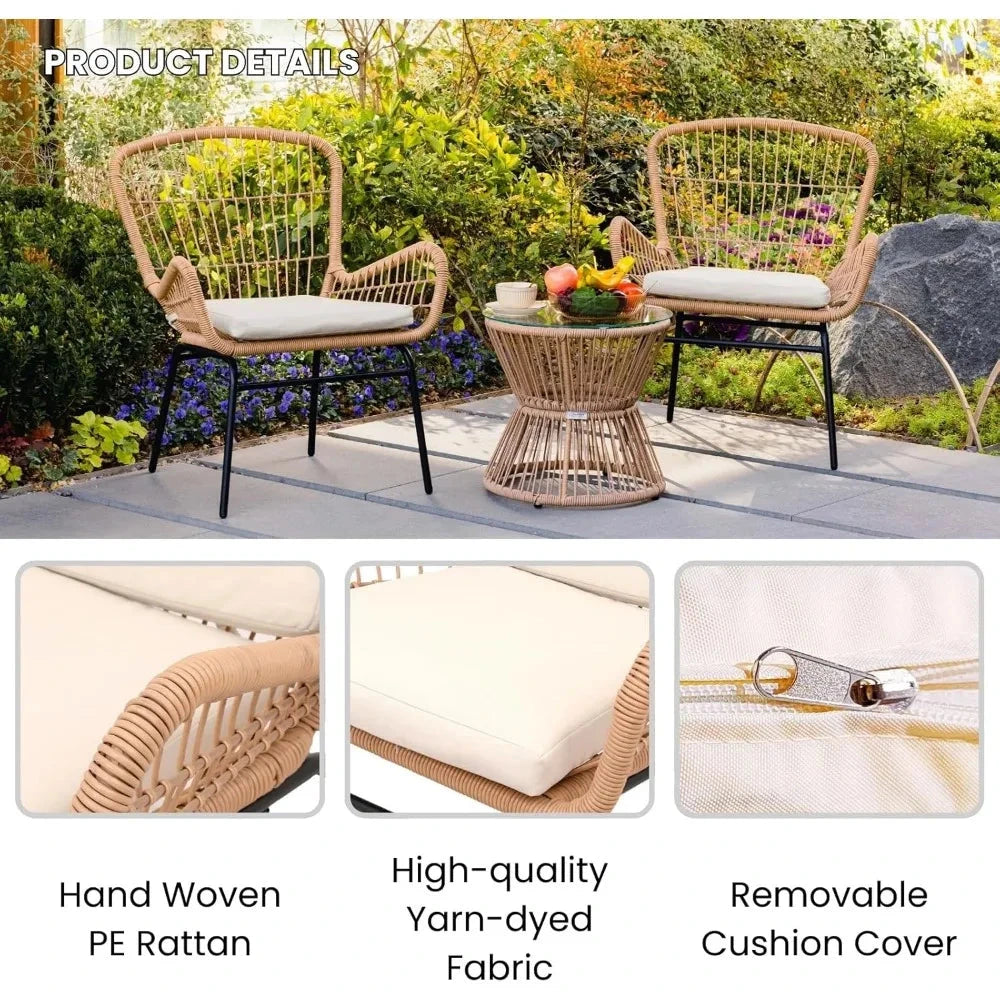 3 Piece Rattan Patio Bistro Set Weeknd Shop Online