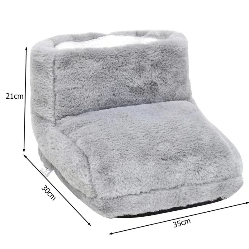 USB Electric Foot Warmer Plush Heating Slippers – Thermostatic Shoes for Winter Feet Heating