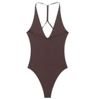 Slim Fit Halter High Cut Bodysuit
