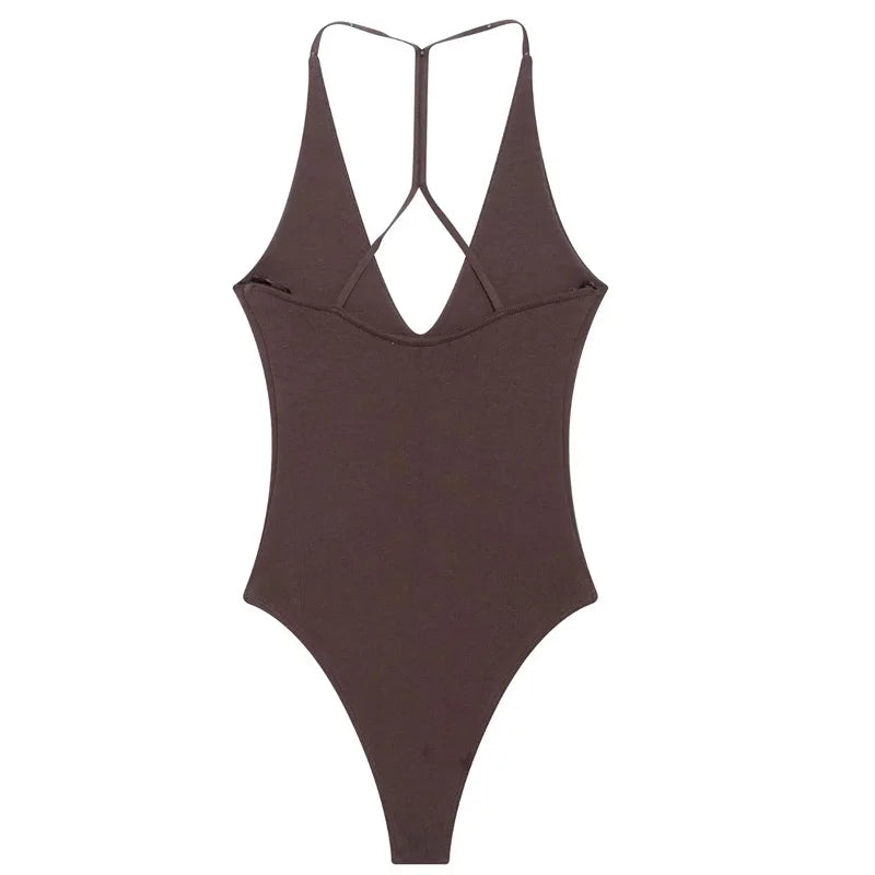 Slim Fit Halter High Cut Bodysuit