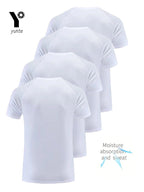 Men’s Round Neck T-Shirt 4-Pack – White Ultra-Light Quick-Dry Athletic Shirts