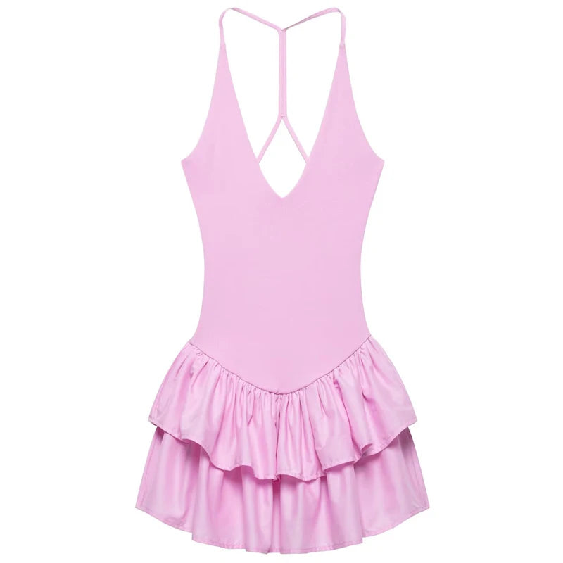 Helen Chic Halter V-Neck Mini Dress