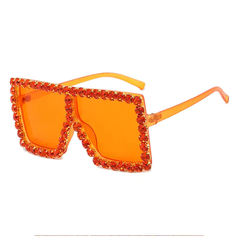 "Over the top" Rhinestone Square Sunglasses