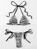 Zebra Print High-Cut Two-Piece Bandage Bikini Weeknd Shop Online